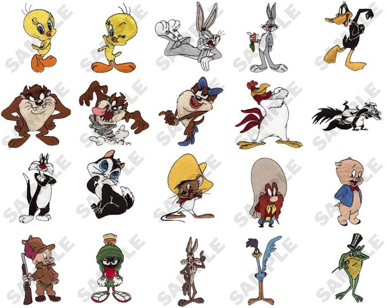 Looney Tunes 2 Embroidery Designs on a Multi-Format CD-ROM LS0303