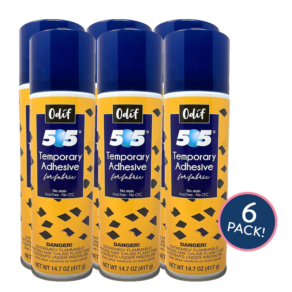 Odif 505 Temporary Adhesive Fabric Spray – Odorless, No Residue, 14.7 oz (6-Pack)