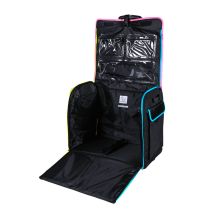 Rolling Goat™ 2.0 shown fully opened with front panel dropped down, revealing interior space, side pockets, and clear lid organizers.