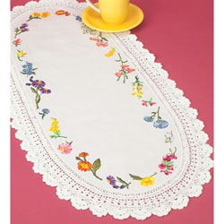 Crocheted Edge Table Runner - Oval - Home Decorating Embroidery Blanks