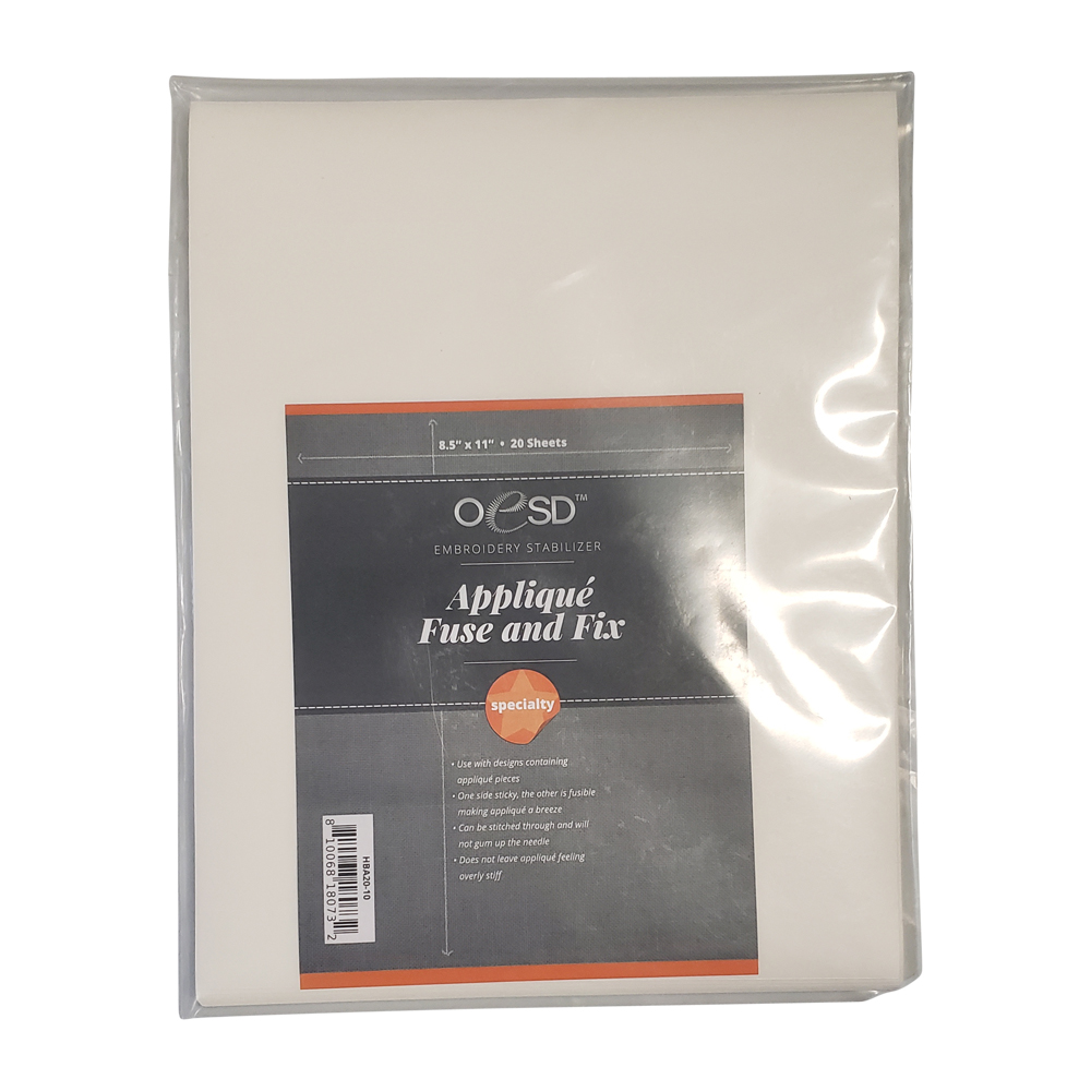 OESD Applique Fuse and Fix Embroidery Stabilizer - 8.5" x 11" Sheets - 20/pack