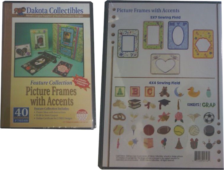 Picture Frames with Accents Embroidery Designs by Dakota Collectibles on Multi-Format CD-ROM F70348