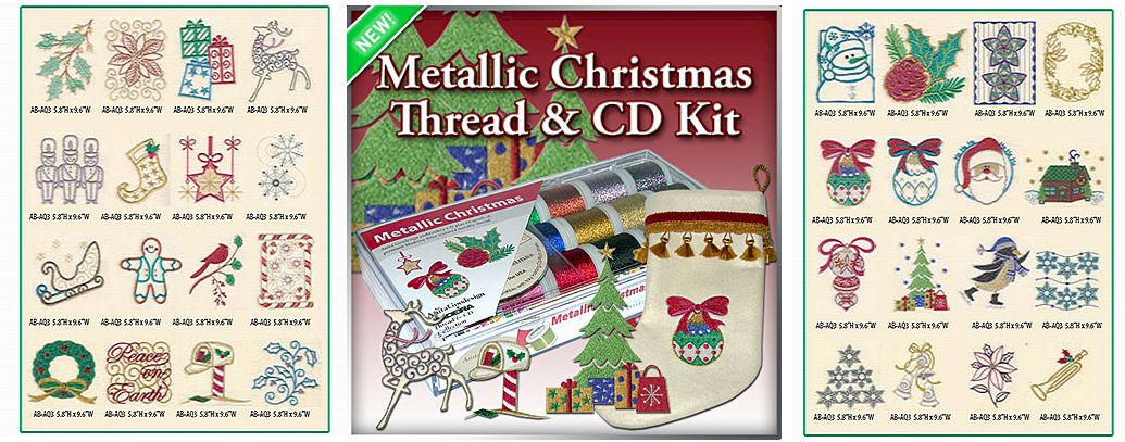 Metallic Christmas Thread & Embroidery Design CD Kit