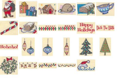 Retro Christmas Embroidery Designs by John Deer's Adorable Ideas - Multi-Format CD-ROM AI-HJRC0S