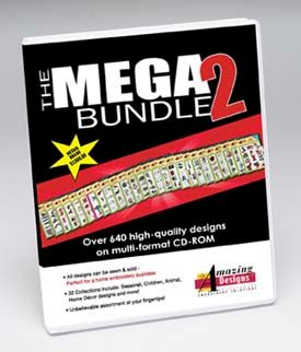 Mega Bundle 2 Embroidery Designs by Amazing Designs on a Multi-Format CD-ROM AD-CLSBUN2