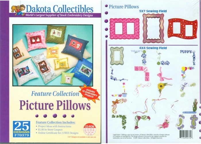 Picture Pillows Embroidery Designs by Dakota Collectibles on Multi-Format CD-ROM F70379