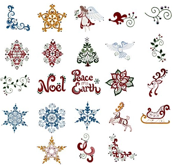 OESD Glitz Christmas Embroidery Designs on a Multi-Format CD-ROM