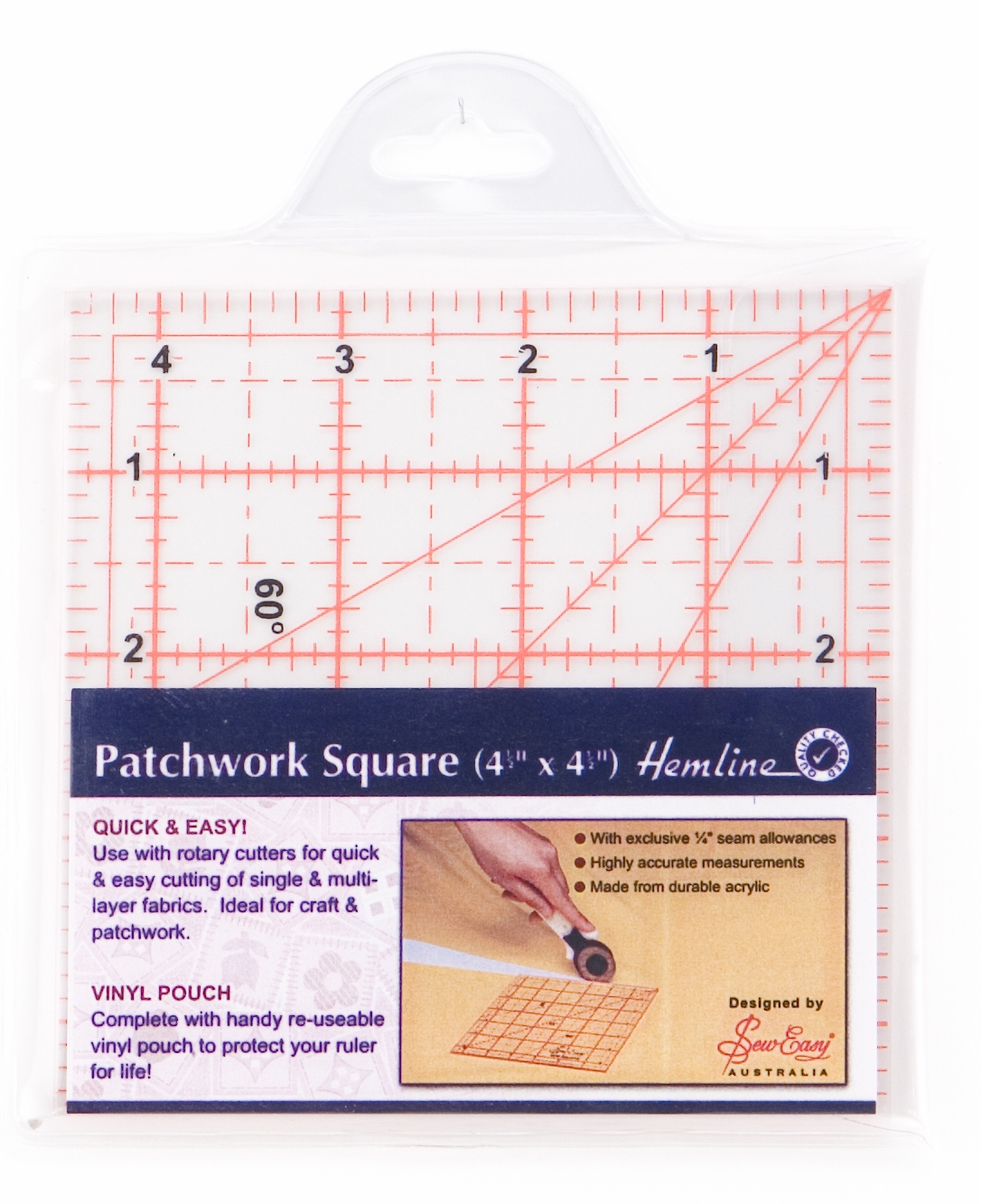 4-1/2” Square Patchwork Ruler - Hemline Rulers
