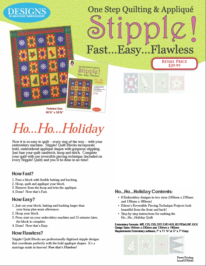 One Step Quilting & Applique Stipple - Ho... Ho... Holiday from Eileen Roche