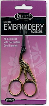 3.5" Gold Handled Fancy Stork Embroidery Scissors CLOSEOUT