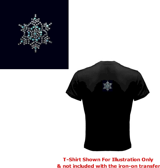 Snowflake - Crystal & Blue Rhinestones 1.5" x 1.5" Iron-On by Mark Richards