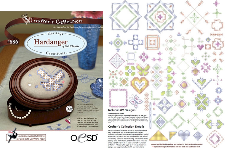 Heritage Creations: Hardanger by Gail Tibbetts Embroidery Designs on a Multi-Format CD-ROM CD-886