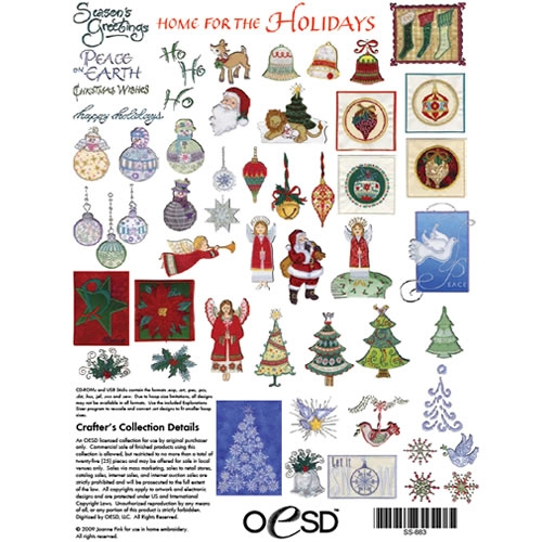 Home For The Holidays by Joanne Fink Embroidery Designs on a Multi-Format USB Stick USB-883
