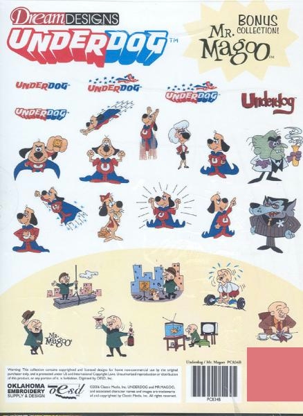 Underdog & Mr. Magoo Embroidery Designs on a Multi-Format CD-ROM PC834200