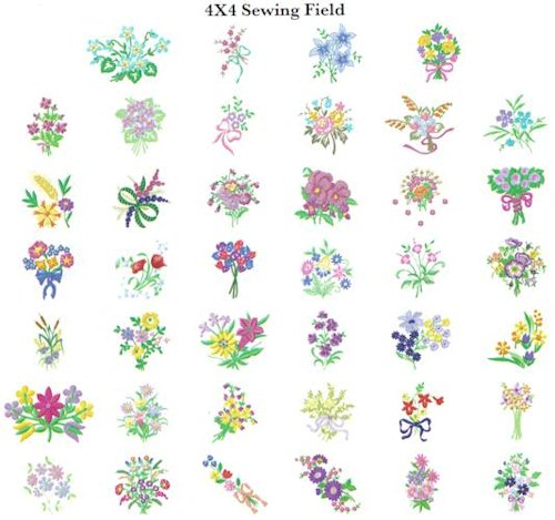 Fashion Floral Bouquet Embroidery Design CD