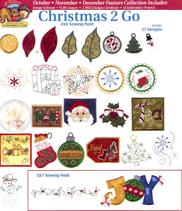 Christmas 2 Go Embroidery Designs by Dakota Collectibles on Multi-Format CD-ROM F70387