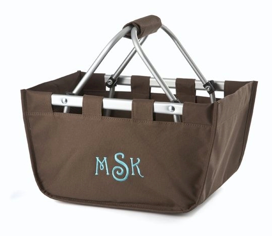 Mini Foldable Market Tote Embroidery Blanks - BROWN - CLOSEOUT