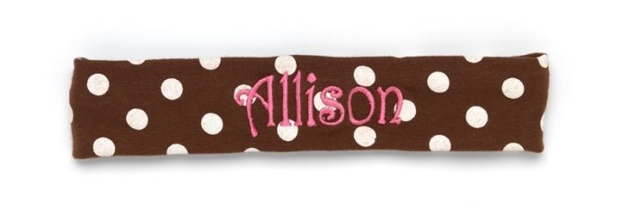 Brown/White Polka Dot Toddler Stretch Headband Embroidery Blanks - CLOSEOUT 