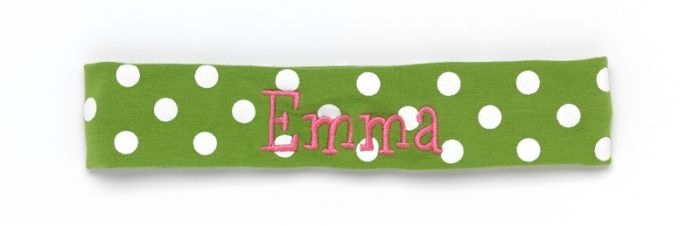 Lime/White Polka Dot Toddler Stretch Headband Embroidery Blanks - CLOSEOUT 