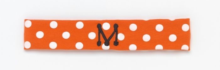 Orange/White Polka Dot Toddler Stretch Headband Embroidery Blanks - CLOSEOUT