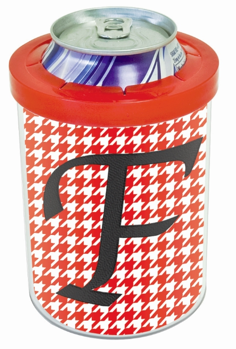 Can Cooler with Red Ring Acrylic Embroidery Blank - CLOSEOUT