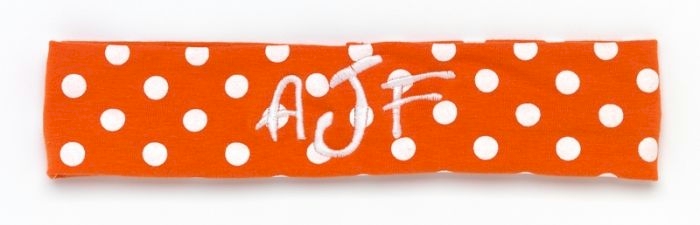 Orange/White Polka Dot Stretch Headband Embroidery Blanks - CLOSEOUT