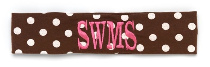 Brown/White Polka Dot Stretch Headband Embroidery Blanks - CLOSEOUT