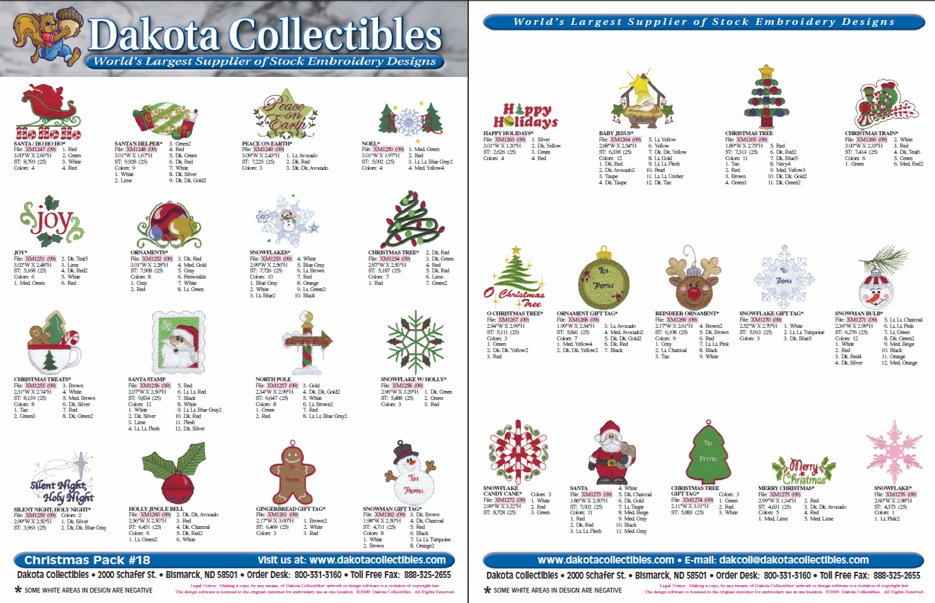 Christmas Pack 18 Embroidery Designs by Dakota Collectibles on a CD-ROM