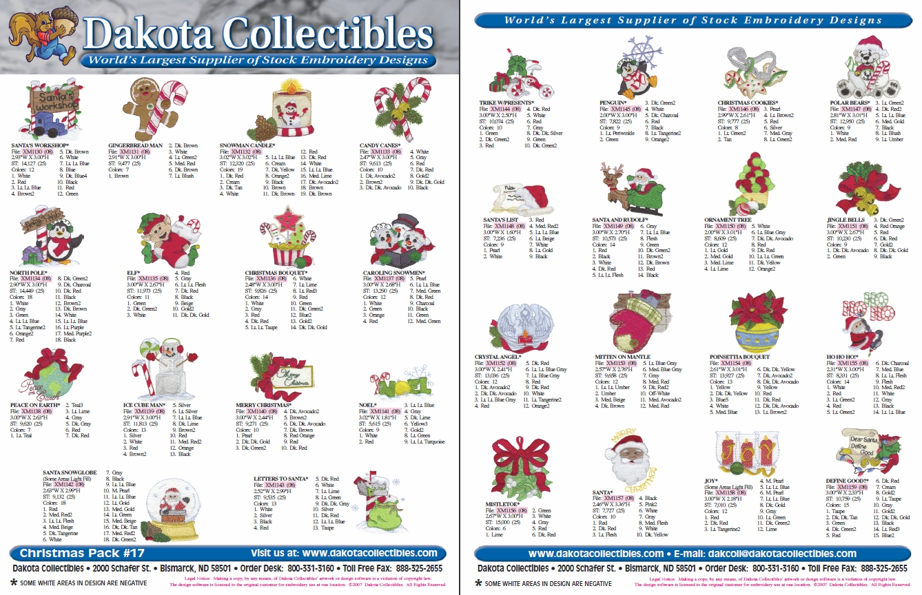 Christmas Pack 17 Embroidery Designs by Dakota Collectibles on a CD-ROM