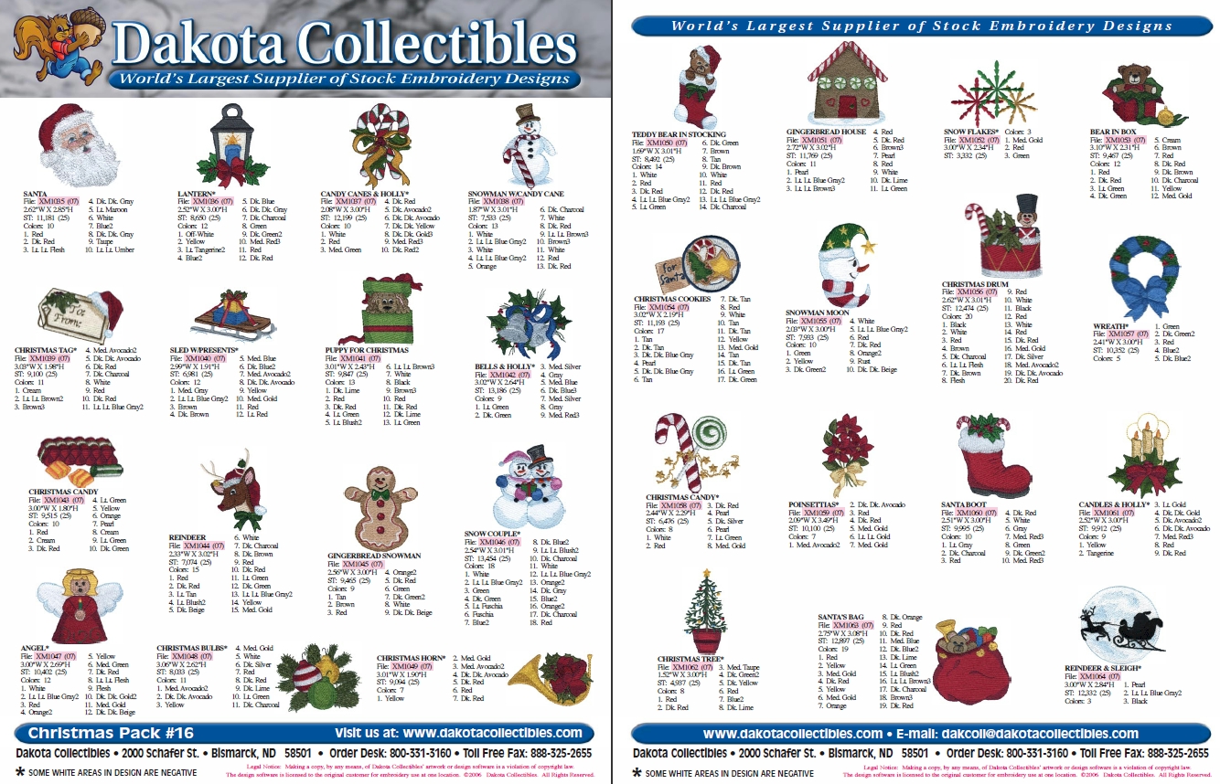 Christmas Pack 16 Embroidery Designs by Dakota Collectibles on a CD-ROM