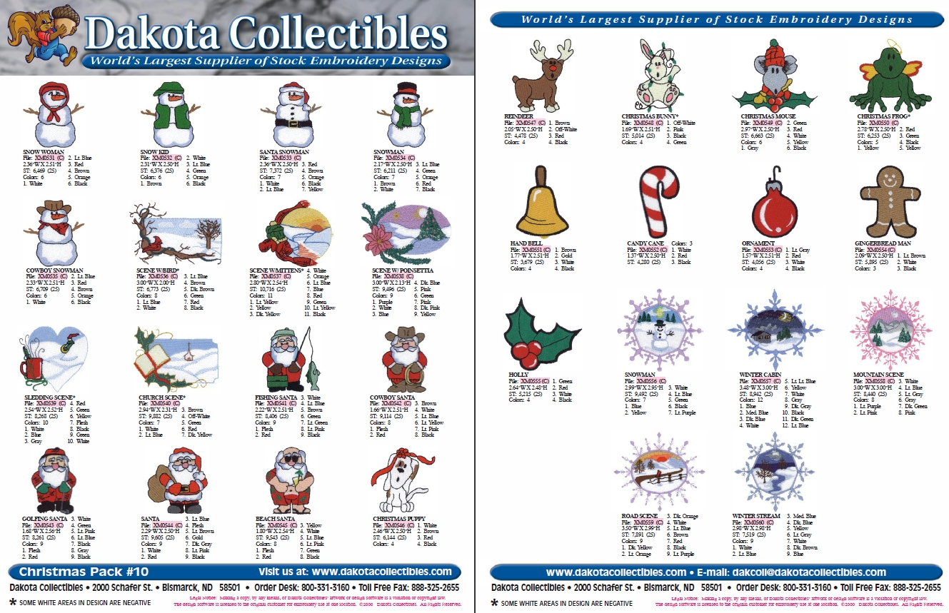 Christmas Pack 10 Embroidery Designs by Dakota Collectibles on a CD-ROM