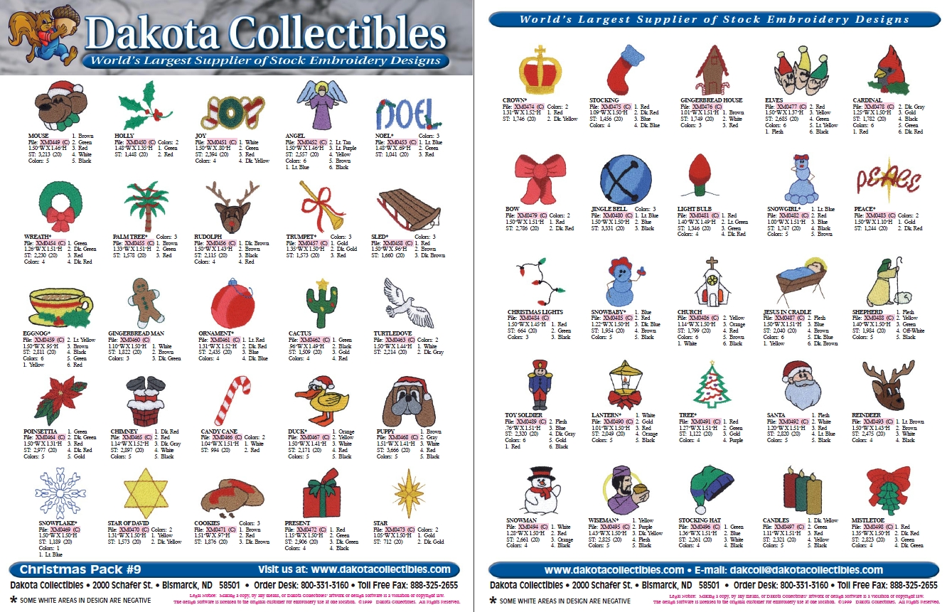 Christmas Pack 9 Embroidery Designs by Dakota Collectibles on a CD-ROM