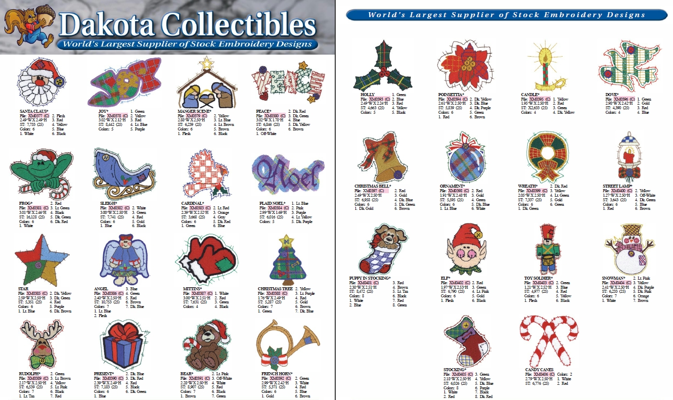 Christmas Pack 8 Embroidery Designs by Dakota Collectibles on a CD-ROM