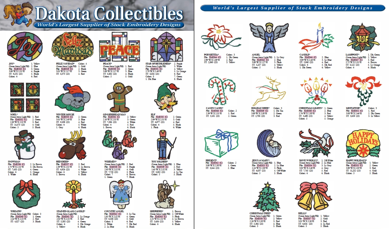 Christmas Pack 7 Embroidery Designs by Dakota Collectibles on a CD-ROM 