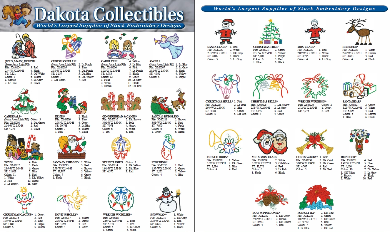 Christmas Pack 5 Embroidery Designs by Dakota Collectibles on a CD-ROM