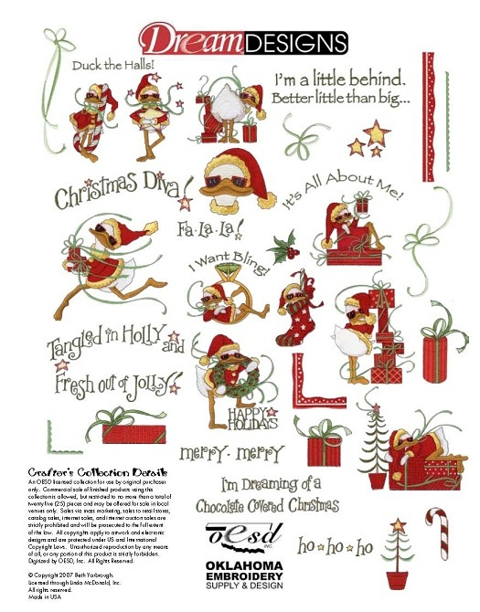 Merry Mitzy Embroidery Designs on a BROTHER Embroidery Card PC842B