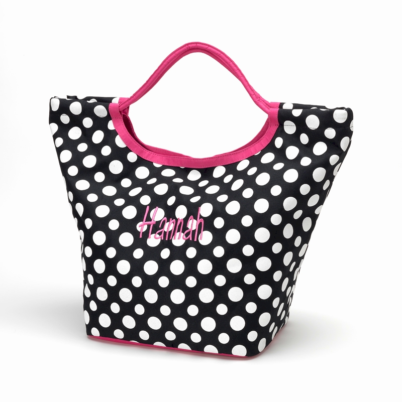 Jumbo Beach and Pool Black & White Polka Dot Tote Purse Embroidery Blanks
