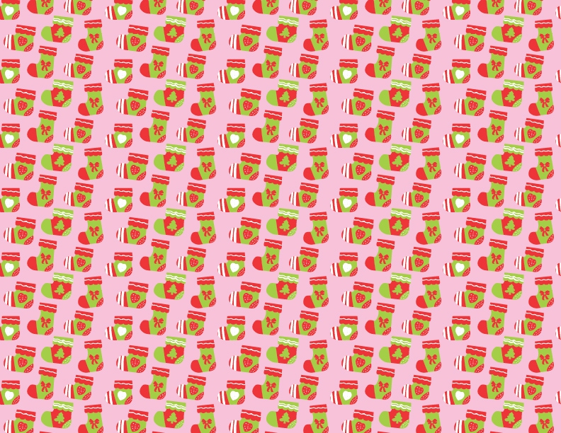 Stockings - Pink - Winter Holiday - QuickStitch Embroidery Paper - One 8.5in x 11in Sheet - CLOSEOUT