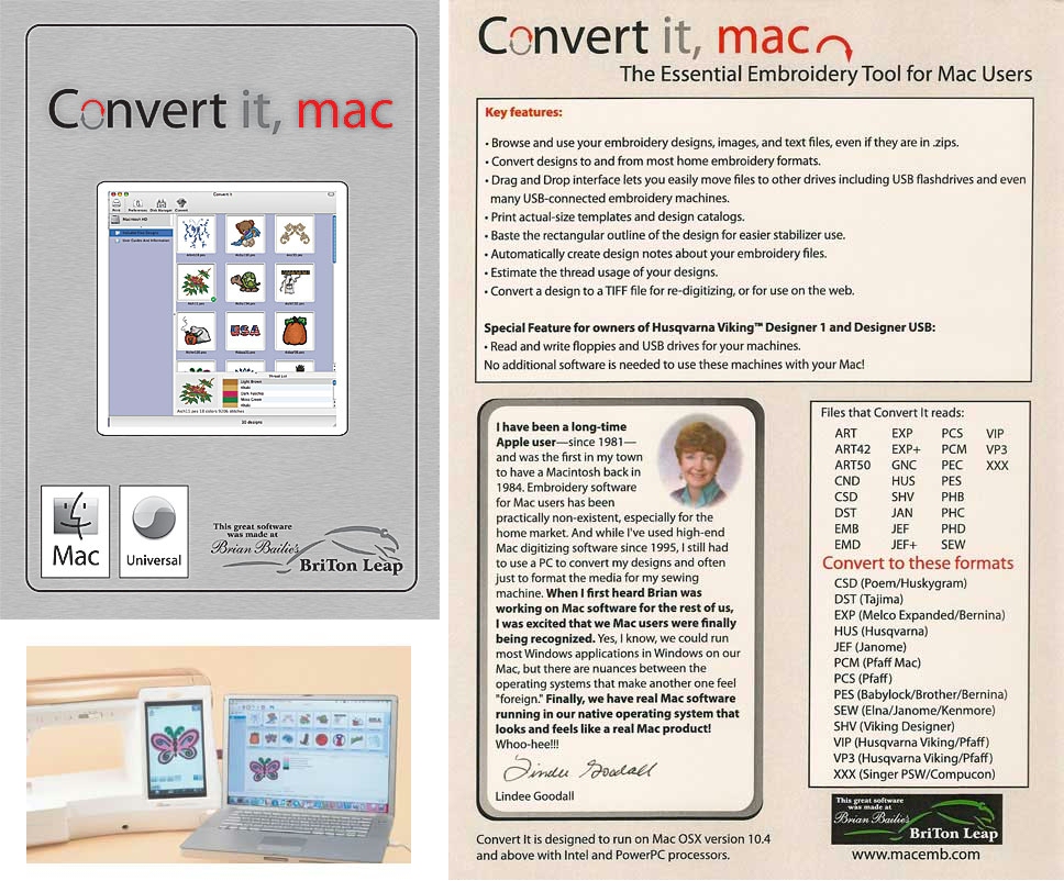 Convert It, Mac Embroidery Software