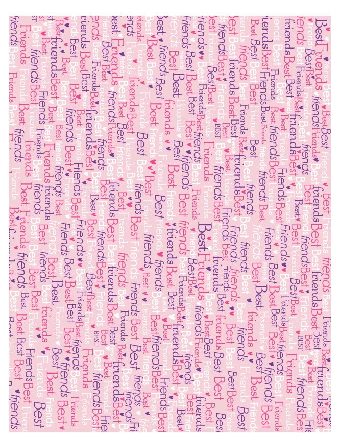 Best Friends - Light Pink - Words - QuickStitch Embroidery Paper - One 8.5in x 11in Sheet