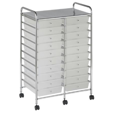 20 Drawer Double-Wide Mobile Organizer (White)