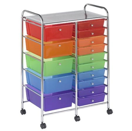 15 Drawer Double-Wide Mobile Organizer (Multi)