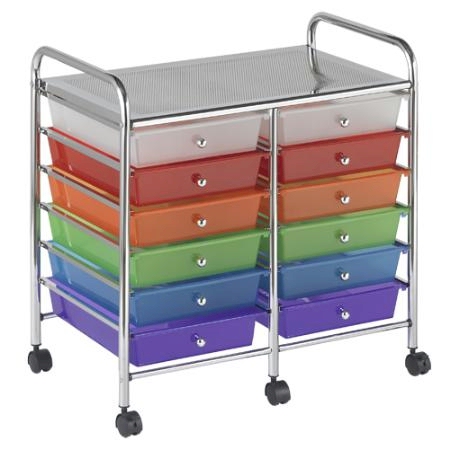 12 Drawer Double-Wide Mobile Organizer (Multi)
