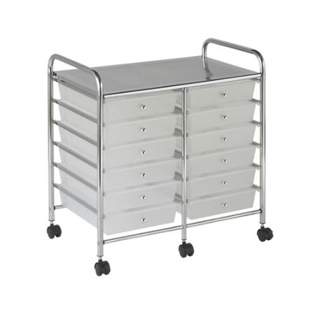 12 Drawer Double-Wide Mobile Organizer (White)