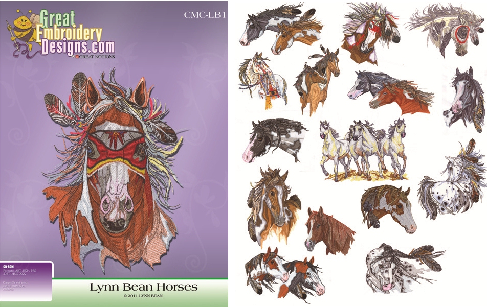 Lynn Bean Horses Collection Embroidery Designs by Great Notions on a CD-ROM CMC-LB1