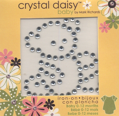 Teddy Bear - Crystal Daisy Baby 2"x2" Iron-On Crystals by Mark Richards CLOSEOUT