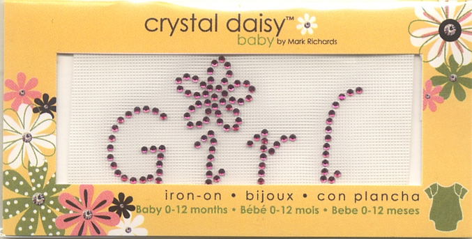 Girl  - Crystal Daisy Baby 1.25" x 2.5" Iron-On Crystals by Mark Richards CLOSEOUT