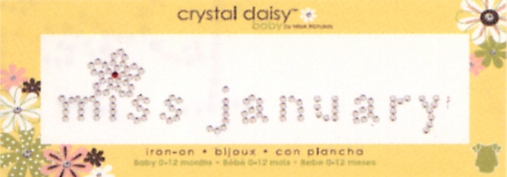Miss January - Crystal Daisy Baby .75" x 3.375" Iron-On Crystals by Mark Richards CLOSEOUT