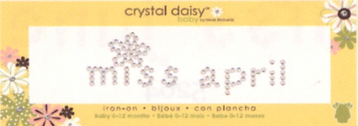Miss April - Crystal Daisy Baby .75" x 2.375" Iron-On Crystals by Mark Richards CLOSEOUT