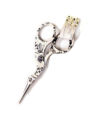 Classic Stork 3.5" Embroidery Scissors - Cream Ornate Design CLOSEOUT